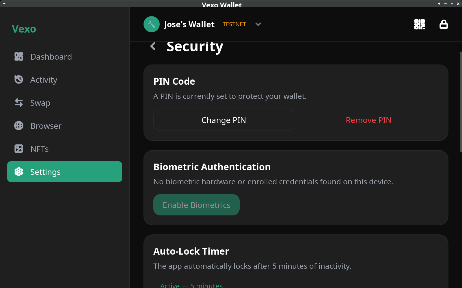 Security settings